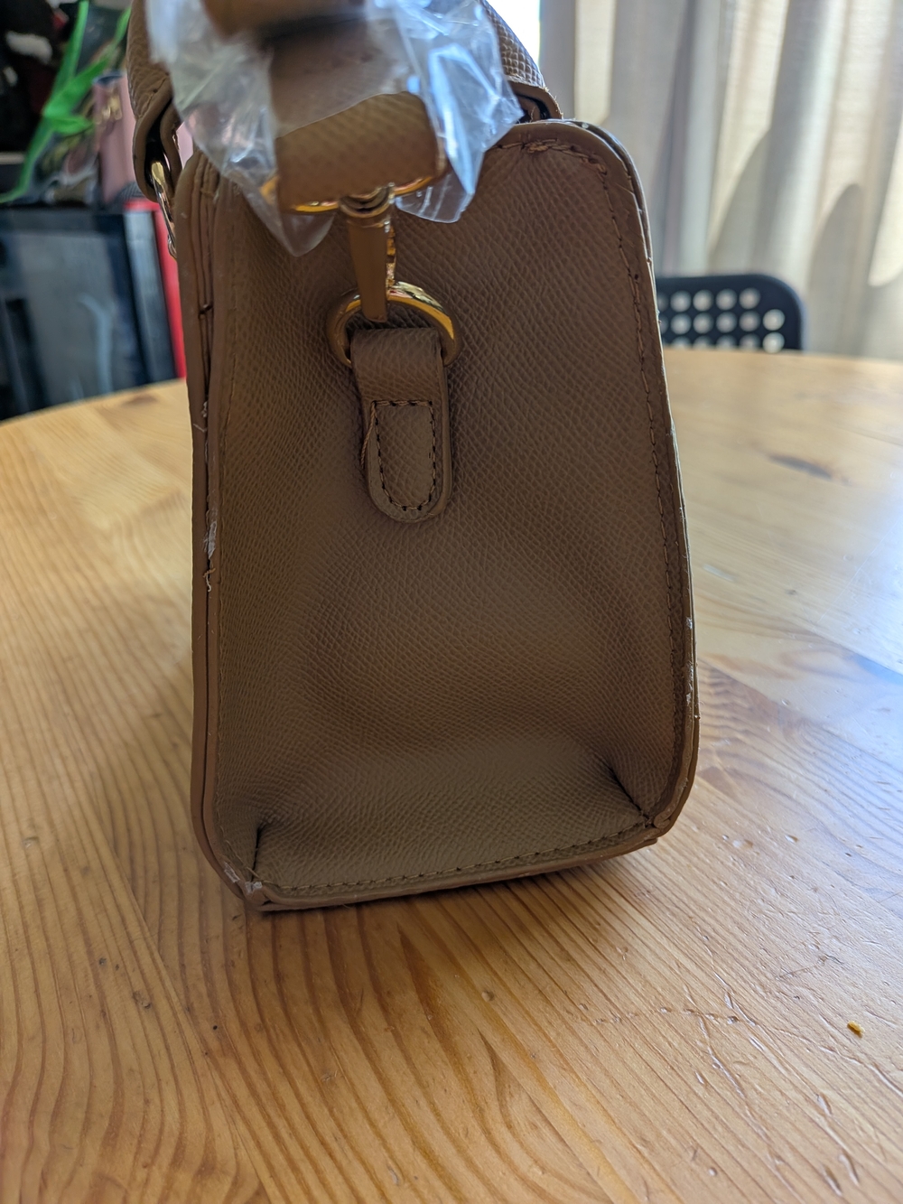 bebe Taupe Mini Satchel with Gold Hardware - Picture 2 of 8